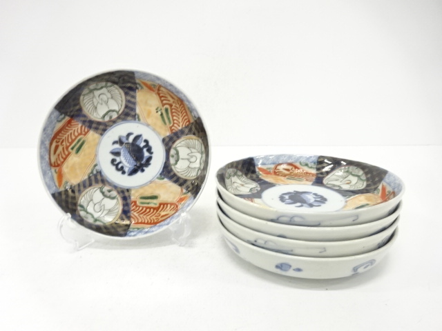 古伊万里　染付　鶴　中鉢　5客揃